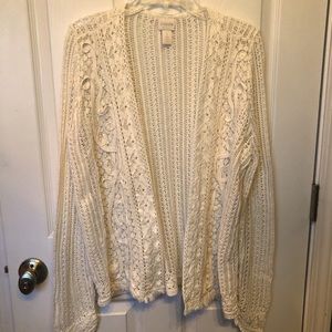 Off white crochet Chico’s cardigan size 1 medium